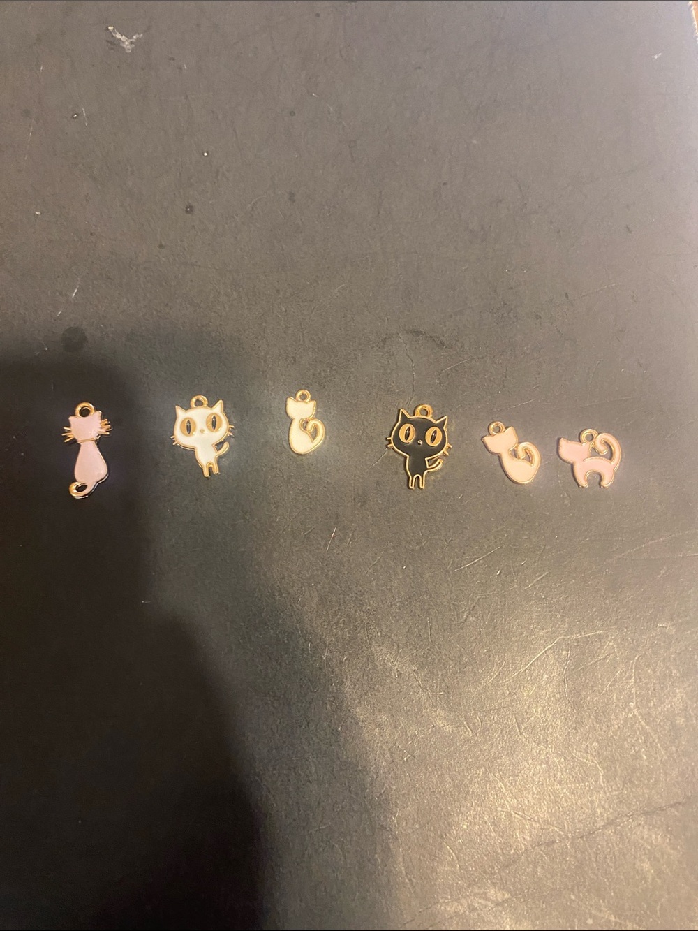 Fashion Jewelry Pink and Black Cat Charm Bracelet Charms